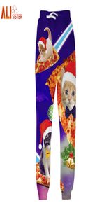 Alisister Men Christmas Calça unissex 3D Impresso Galaxy Cats Troushers Funny Sweetlants Casual Sweat Pants Plus Size Size 173108695569