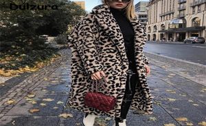 여자 039S 모피 가짜 모피 고급 패션 표범 긴 테디 베어 재킷 코트 여성 겨울 두꺼운 따뜻한 외곽웨어 브랜드 패션 FAU9973005