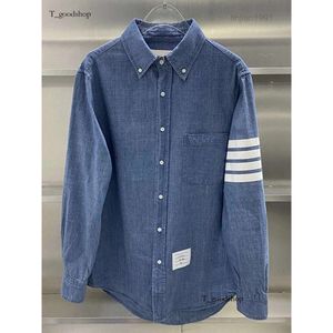 TB Denim Blue Shirt 2024 Primavera/estate Braccia a quattro bar Oxford Spun e Pulsante casual a maniche lunghe CE9