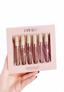 HANDAIYAN LIP GLOSS 6PCS BOX VALVET MATTE LIPSTICK SET läppar Makeup Naken Stick Kit Make Up Cosmetics Matt Tint Lip Balm Cream Pigm8150955