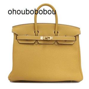 Women Genuine Leather Handbag BK Handbags Designer Hand 25 Hand Women's Bag Curry Button Togo Carving Is Not Used