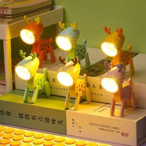 Lâmpadas tons mini led noite luz dobrável mesa desenho animado fofo cão de estimação de cão -de -pet de leite noite