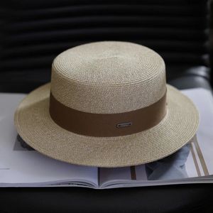 Stor storlek 61 cm män Panama Soft Shaped Flat Top Straw Hat Summer Women Sun BRIM CAP UV Protection Easy to Match Fedora 240515