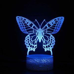 Lampor nyanser Nighdn Butterfly 3D Fantasy Light Led Night Light Color Change Rum Decoration Bedside Table Light Children Girl Fru Birthday Present Y240520Vtai