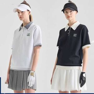Korean Version of Reduced Age Flip Collar Golf Clothing New Short Sleeved Top for Girls Casual Simple and Versatile Sports Jersey