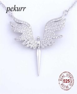 Pekurr 925 Серебряное серебро Cz Angle Wing Phoenix Eagle Ожерелье птицы для женщин для женских ювелирных подарков 220114259Q9068615