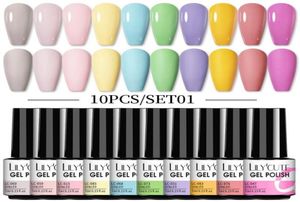 Kits de arte unhas lilycute 10 cores Gel Polish Conjunto de glitter litters semi -permanente híbrido de verniz base tampa de imersão de imersão UV LED4059186