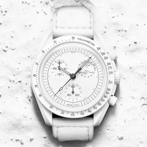 Moonwatch bioceramiczna planeta księżyca męskie zegarki pełne funkcja Chronograf Chronograph Watch Mission to Mercury 42 mm luksusowy zegarek limitowany edycja
