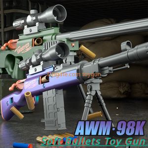 DIY AWM 98Kソフトブレットライフルおもちゃ銃取り外し可能なシェルイジェクトリアルランチャーマニュアルフォームダーツスコープアウトドアCS PUBGゲームプロップバースデーギフト