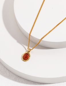 24ss ny designer halsband mode lyxiga smycken sterling silver agat halsband lysande röd agat med utsökt inlägg modern stilig högkvalitativ halsband
