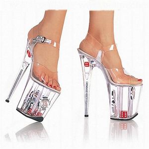 Nuova moda sottile tacco sottile piattaforma trasparente tacchi tacchi pole sandali trasparenti da 20 cm nightclub heels