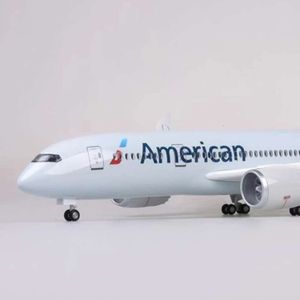 47см 1: 130 Самолет Boeing 787 B787 Dreamliner Aircraft American Airlines W Light и колесная ликавая смола