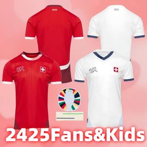 24 25 Switzerland Kids kit Soccer Jerseys ELVEDI AKANJI ZAKARIA SOW RIEDER EMBOLO SHAQIRI WIDMER 2024 2025 Fans Men home away Football shirts SWISS STEFFEN Uniforms