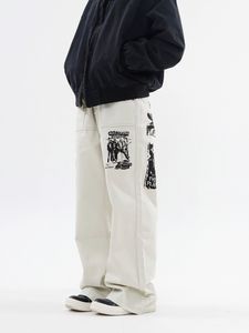 American Retro Hip-Hop wydrukowane luźne proste kombinezony dla mężczyzn i kobiet Street Street Casual Light Morepot Pants Tide Cargo Pants GalleryDept Spodnie