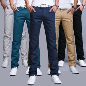 Мужские брюки весны мужские мужские повседневные сплошные сплошные брюки с прямыми стрих