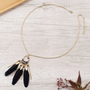 Fashionable Earrings Dropped Oil Black Feather Long Necklace Ethnic Style Creative Personality Sweater