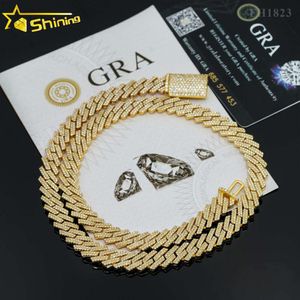 Hot Selling Pass Diamond Tester Solid Sier 10mm Two Rows Iced Out Hip Hop VVS Moissanite Cuban Link Chain Necklace