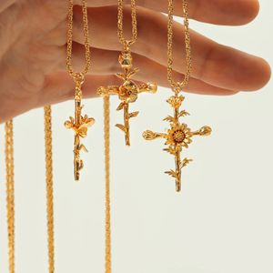 Fashion Personal Flowers Necklace Designer cross Necklaces 18k gold Luxury Necklace for Women Mens Stainless Steel Solid Chain Plated Jewelry party gift