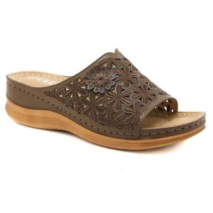 Sandali estivi 2024 scarpe da donna gollotto di punta rotonda signore della caviglia floreale spiaggia morbida sandalia fem e57