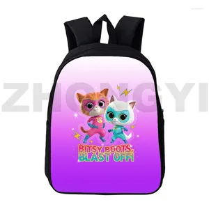 Backpack Funny Cartoon Boys Superkitties Stanha escolar de 12/16 polegadas ao ar livre Casual Sport Bookbag 3D Harajuku estilo coreano Urban Travel