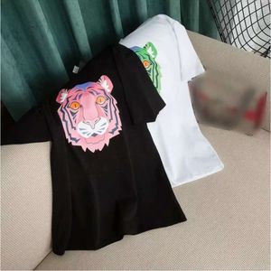Brand Men's and Women's T Plus Size T-shirt 100% Cotton Summer Casual Sweetheart Set Short Sleeve Tiger Print Round Neck