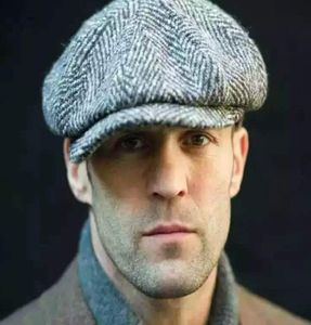 Wool Newsboy Caps Men Herringbone Flat Caps Gatsby Cap wełniane wełniane czapki golfowe HATS HATTATE Winter Peaky Blinders5546185