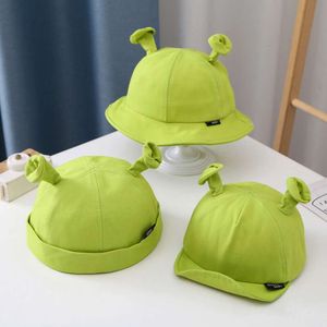 Cartoon Baby Baseball Cap Green Funny Kids Hat Bucket With Ears Spring Summer Summer meninos meninos meninas Fisherman Hats Beanie L2405