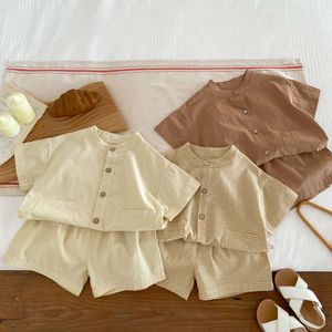 Camisa curta de garotos de garotos de garotos de verão com shorts de duas peças para crianças roupas de 1 a 3 anos de idade de bebê L2405 L2405