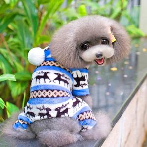 Köpek giyim Noel evcil hoodies kıyafetler kış kalın sıcak peluş kostüm şapka kar tanesi elk baskı giysi aksesuarları