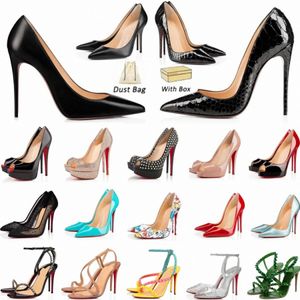 Red Shiny Bottoms Designer Women High Heel Shoes 8cm 10cm 12cm 14cm Thin Heels Black Nude Patent Leather size 35-42 f9qX#