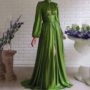 Novo 2024 Cores da moda da primavera/verão: envoltório de cintura, pescoço, grande balanço, vestido verde de abacate sexy, vestido longo para mulheres