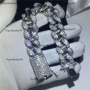 Big Hiphop Bransoleta wypełniona białym złotem mikro -pave cyrkon impreza Anniversary Bracelets For Men Fashion Rock Oryginalne wydanie