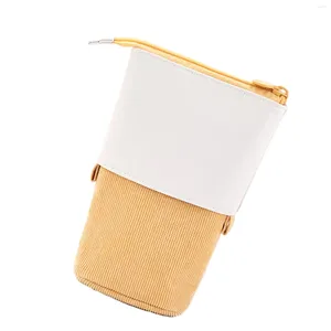 Cute Standing Pencil Case PU Corduroy Stand-up Colorful Organizer Suitable For Office School Home Use