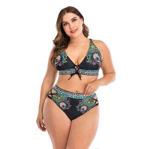 Hög midja kvinnor bikinis set baddräkt plus storlek badkläder stora stora plussize nya simning kostymer strandkläder slitage för kvinnlig F2405