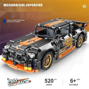 Teknisk Super Racing Car Model Building Blocks Automobile Pull Back Diy MOC Vehicle Bricks Children Construction Toys 240520