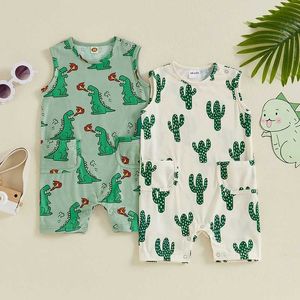 Jumpsuits Baby Girls Boys Sleeveless Romper Casual Cactus Print Round Neck Tank Top Jumpsuit Newborn Summer Clothes Y2405203MJO