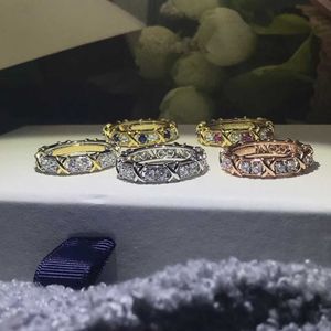 Designer Brand High Edition V Gold Tifluo Code Digital and Silver Cross Zircon X Ring Par Small Luxury Design