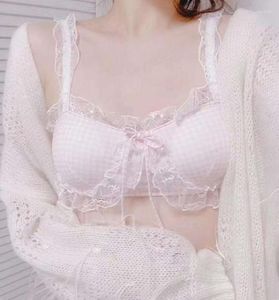 Bustiers Corsets Women039s Lingerie Japanese Cute Cotton Plaid Bralette Set Lace Underwear Women Lolita Girl Teens Wire 7003352