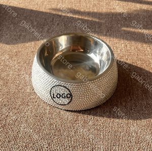 Designer Pet Diamond Diamond Bowl in acciaio inossidabile Logo classico One Botola Dual Scopo Corgi Teddy Schnauzer Tavoli da tavolo CAT CAT DOG Acqua Ciotola Ciotola Ciotola Set di cibi per cani