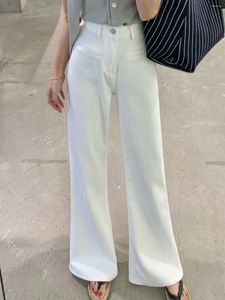 Dżinsy damskie białe flare kobiety vintage chłopak elegancki pełna długość dżinsowych spodni streetwear 2024