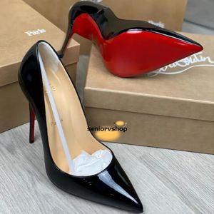 Designer com marca de saltos altos femininos Red Bottoms Shiny Bottoms STILETTO CAUSAGEM DE COURO GENIALMENTE HAPELAGEM COM SACO DE POT 34-44 8CM 10CM 12CM