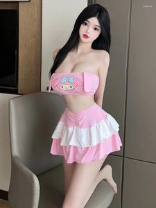 Abiti casual Sweet Pink senza spalline Mini vestito Mini vestito sexy anime ragazza carina bellezza seducente seducente moda esotica di moda korena k8jp