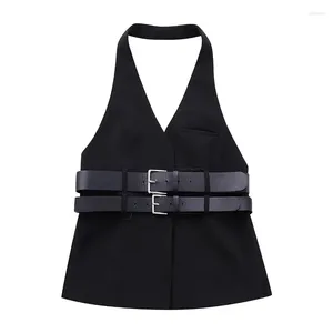 Frauen Tanks Frauen sexy Rückenfrei mit Gürtelhalter Top