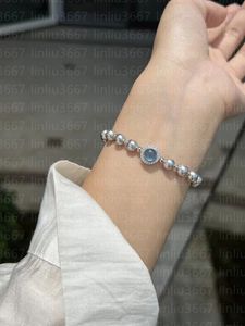 2024 Summer Sea Blue Treasure Pearl Armband With Box Natural Pearl Fresh Water White Pearl Armband Women's Code Bead Armband Högkvalitativ smycken Simple Style