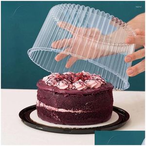 Gift Wrap 9/10 Inch Transparent Plastic Cake Box Pastry Mousse Baking Accessories Party Birthday Gifts Decorative Tools Drop Delivery Dh12I