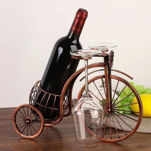 Nubecom Retro Carriage Bike Wine Rack Hanging Glass Holder Bar Dining Table Decor Bottle Display Organizer 240518