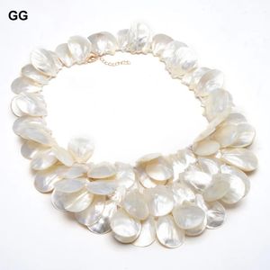 GG 3 Strängar Naturliga enorma 20x30mm White Shell Mop Top-horra Pearl Necklace 20 för kvinnor 240518