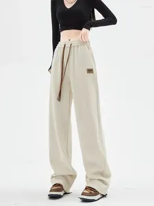 Kvinnors byxor beige corduroy vintage koreansk stil överdimensionerad jogging tröjor harajuku svart bred ben jogger sportbyxor