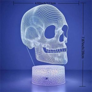 Lampen Schatten Skelett 3D Illusion Lampe LED DESCH DESCH DIE Tisch Schädel Nacht Licht Bestes Weihnachts Halloween Geburtstagsgeschenk für Kinder Baby Jungen Y240520VT9o