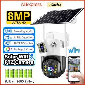 Trådlösa kamerasatser 4MP8MP Highdefinition WiFi Outdoor Camera Wireless PTZ Solar IP Camera Buildin Batteri Video Monitoring Camera V380 Pro WaterProo J240518